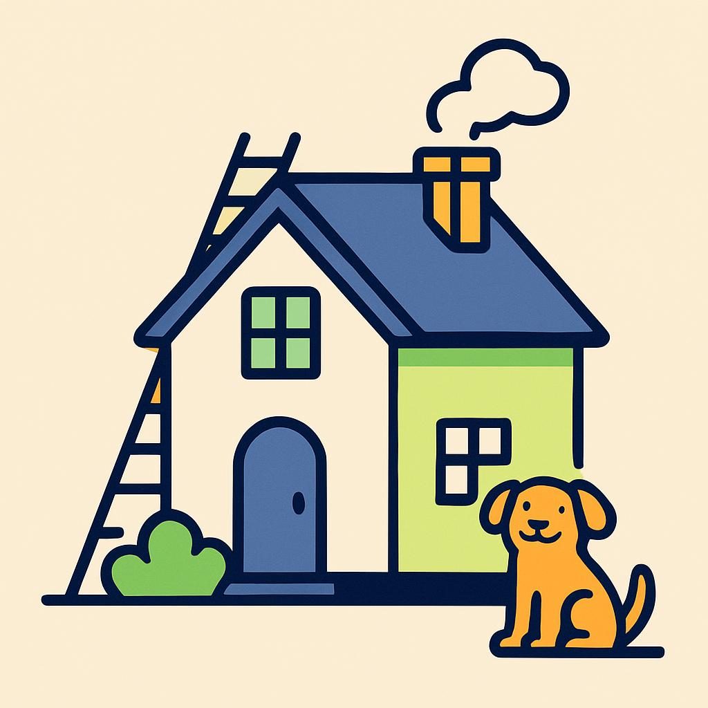 Drawing of a house with a chimney